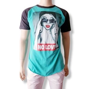 Take That "No Love" Print Mint Green & Gray Raglan T-Shirt